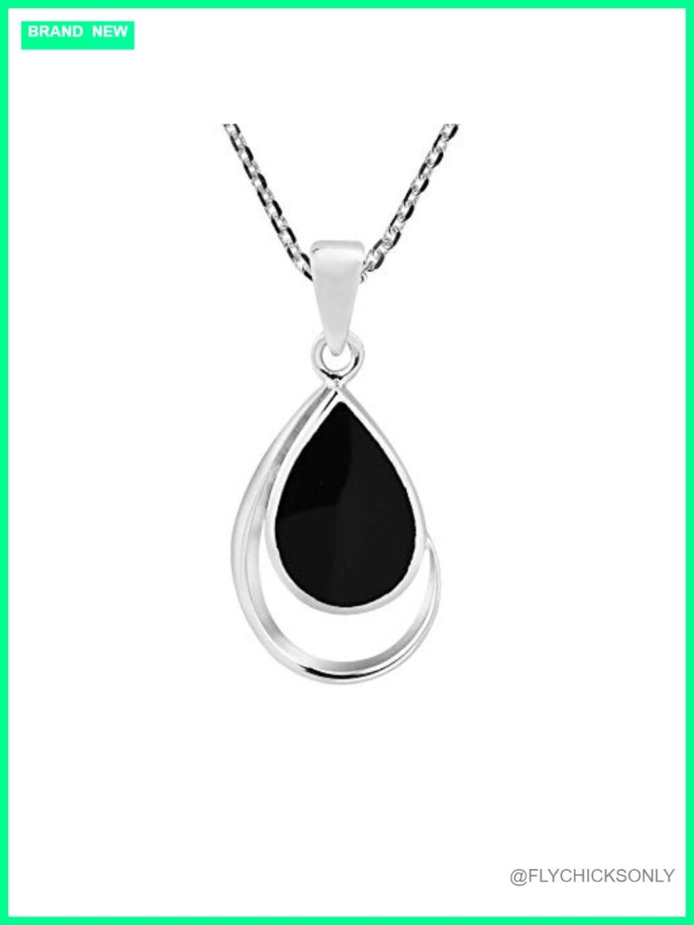 Sterling Silver Teardrop Pendant Necklace 18in Minimalist
